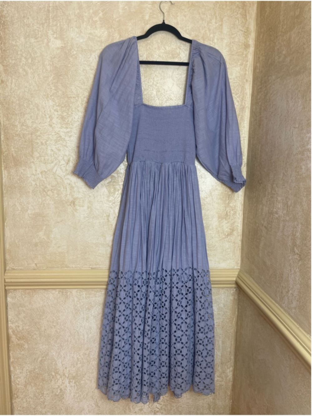 Free People Perfect Storm Smocked Eyelet Maxi Dress Lavender Purple Size S - Picture 11 of 16